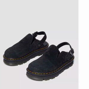 Dr. Martens Zebzag Suede Casual Slingback Platform Mules in Black Suede